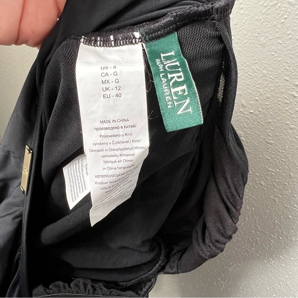 Lauren Ralph Lauren Black Beach Club Twist-Front One Piece Swimsuit Size 8 - Picture 6 of 7